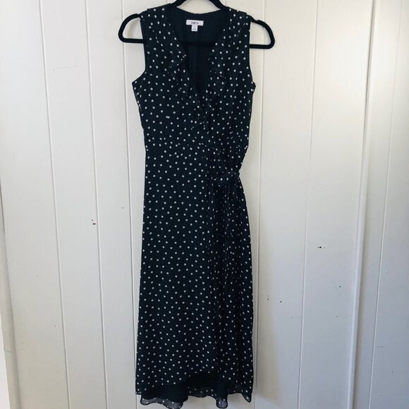 Bar III Black Polka Dot Wrap Dress with Modesty Hook & Eye Closure - Picture 1 of 13